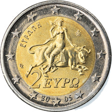 Greece, 2 Euro, 2005, Athens, MS(63), Bi-Metallic, KM:188