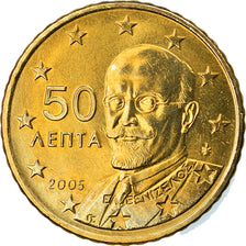 Greece, 50 Euro Cent, 2005, Athens, MS(63), Brass, KM:186