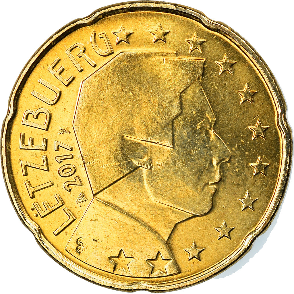 Luksemburg, 20 Euro Cent, 2017, MS(63), Mosiądz, KM:New