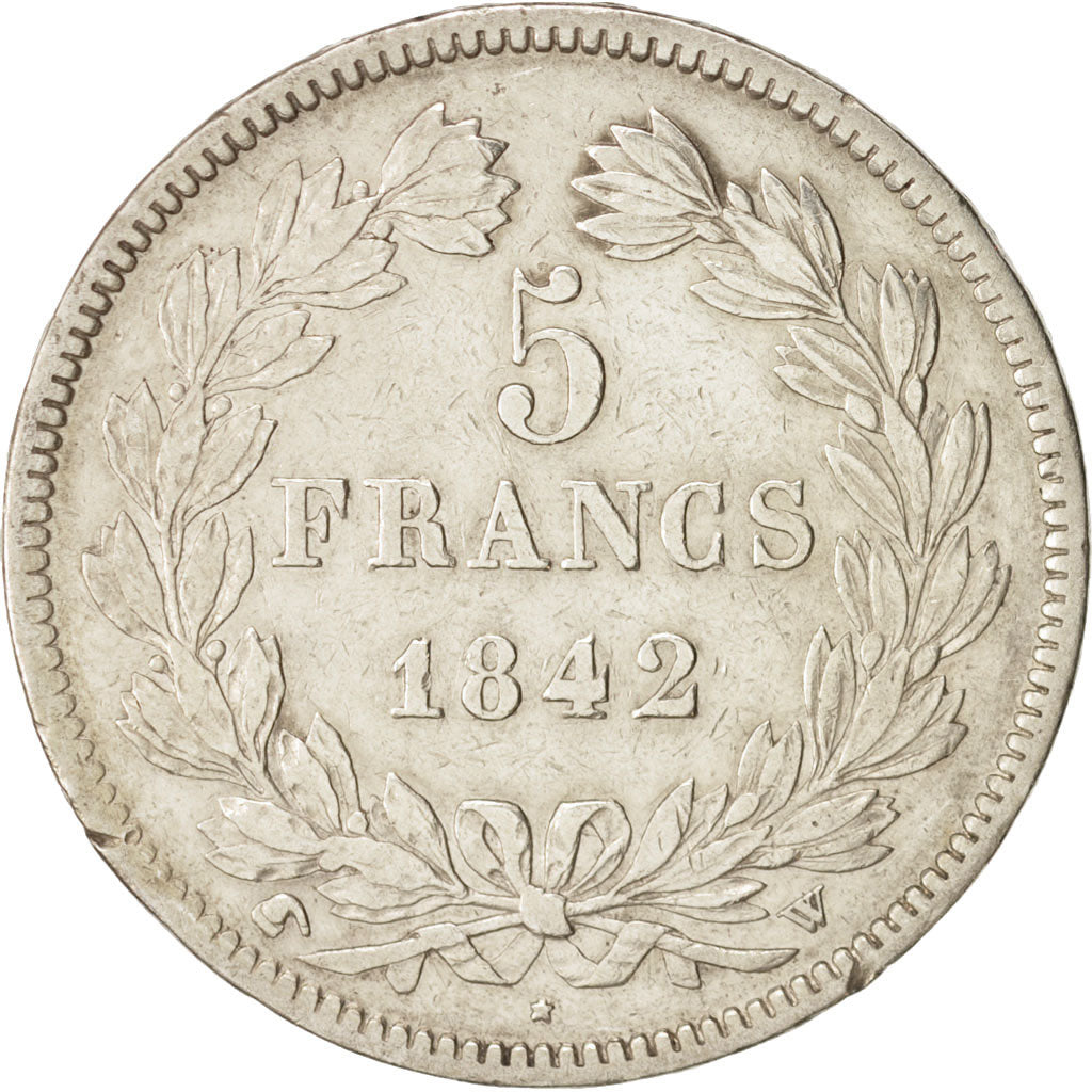 France, Louis-Philippe, 5 Francs, 1842, Lille, VF(30-35), Silver, KM:749.13