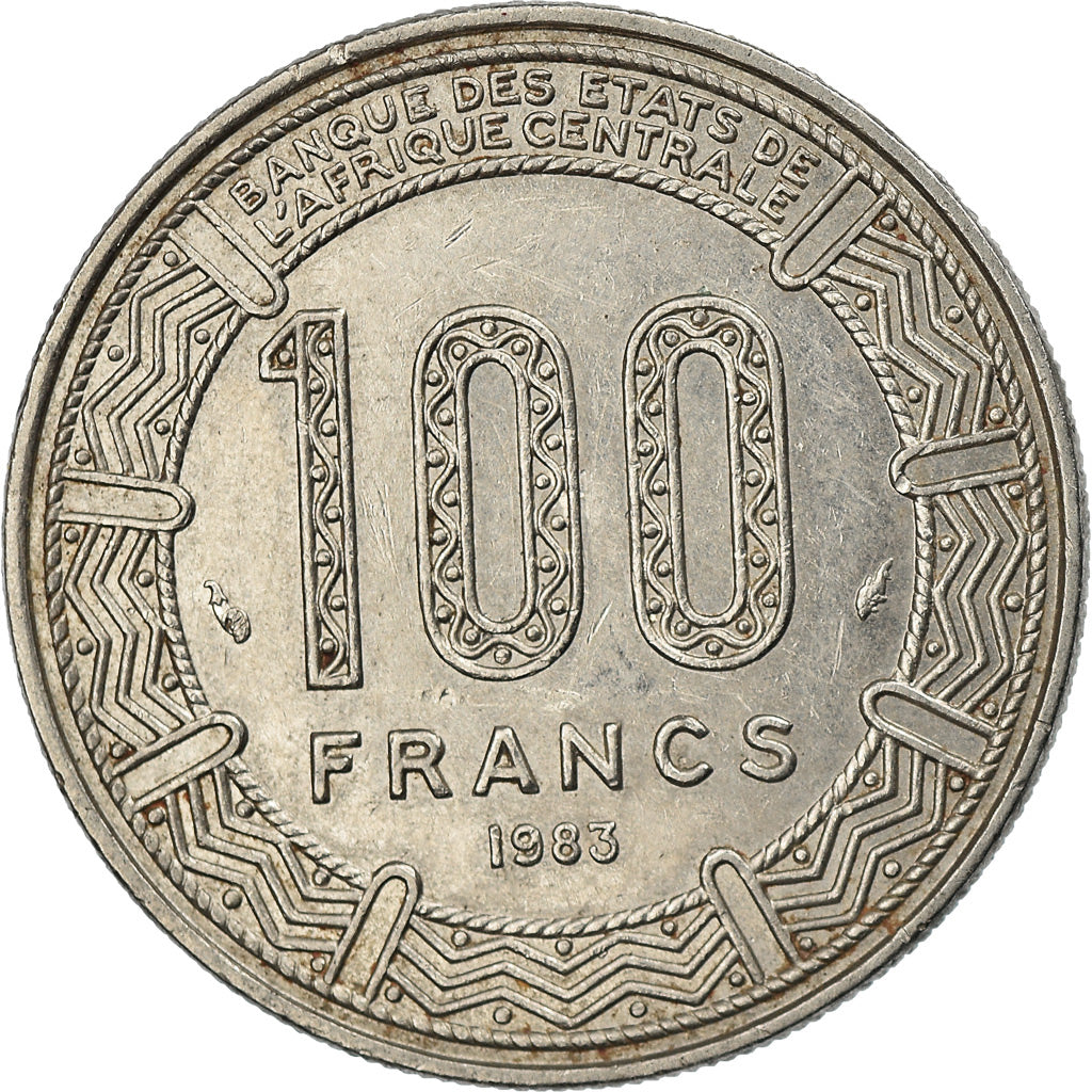 Moneda, República Centroafricana, 100 Francs, 1983, MBC, Níquel, KM:7
