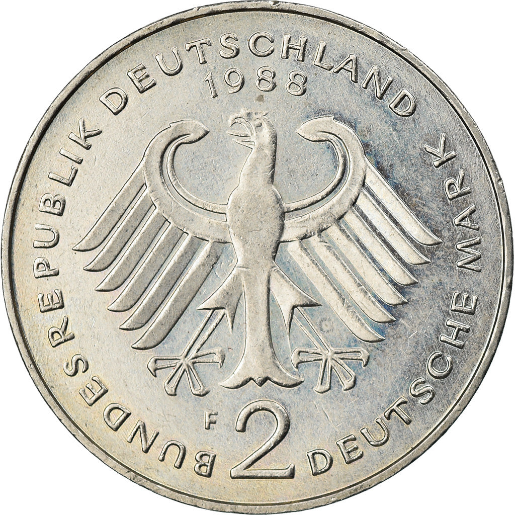 Coin, GERMANY - FEDERAL REPUBLIC, 2 Mark, 1988, Stuttgart, EF(40-45)