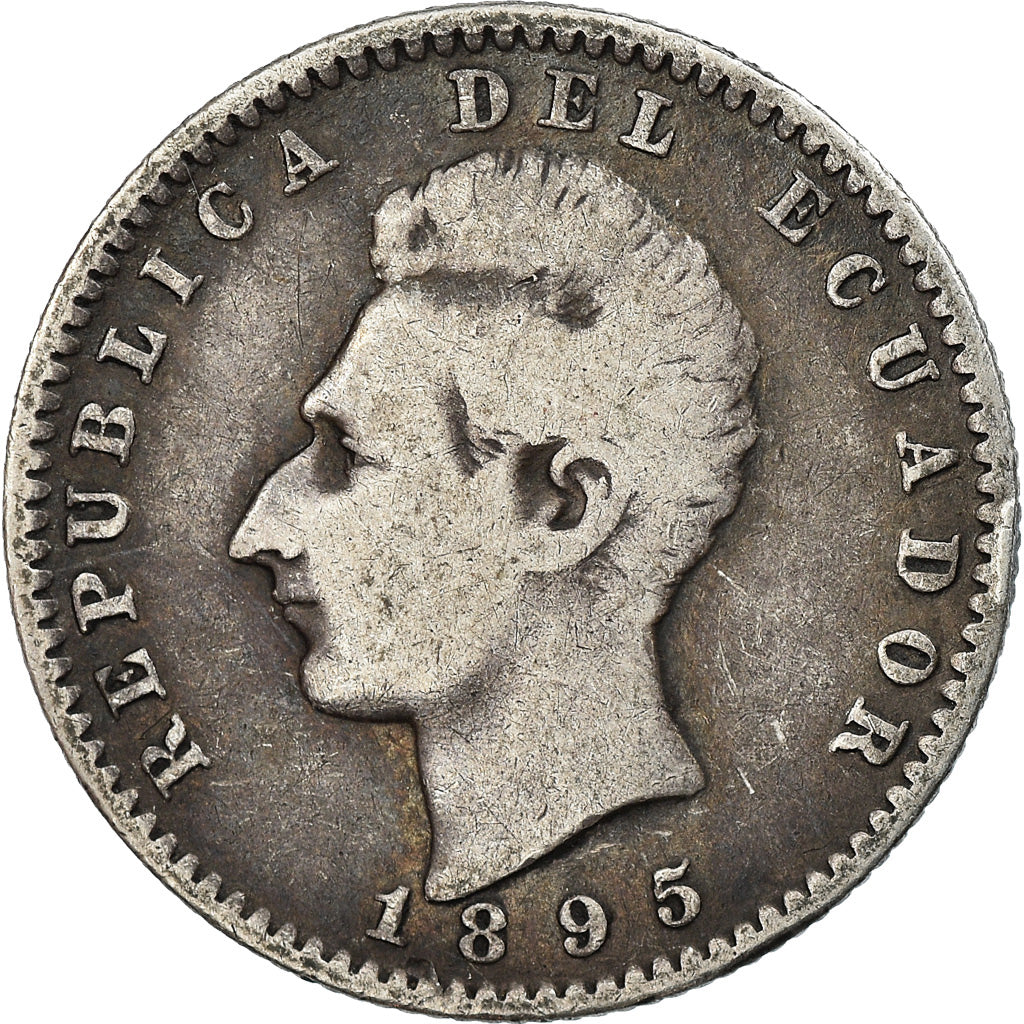 Monnaie, Équateur, 2 Decimos, Dos, 1895, TB+, Argent, KM:51