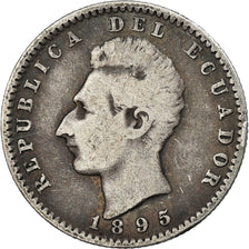 Monnaie, Équateur, 2 Decimos, Dos, 1895, TB+, Argent, KM:51