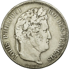 Coin, France, Louis-Philippe, 5 Francs, 1833, Rouen, VF(30-35), Silver