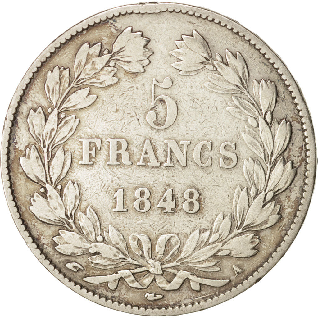 France, Louis-Philippe, 5 Francs, 1848, Paris,TB+,Argent,KM:749.1,Gadoury 678a