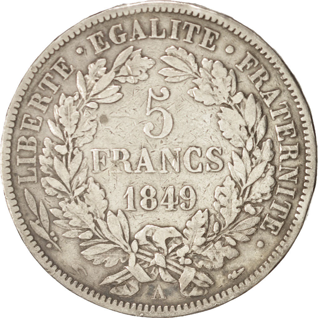 France, Cérès, 5 Francs, 1849, Paris, EF(40-45), Silver, KM:761.1, Gadoury:719