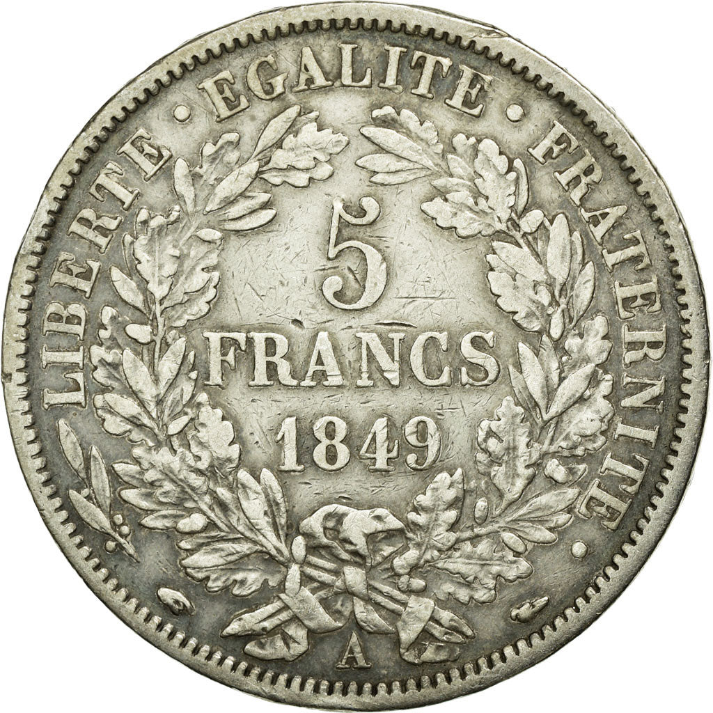 Coin, France, Cérès, 5 Francs, 1849, Paris, EF(40-45), Silver, KM:761.1