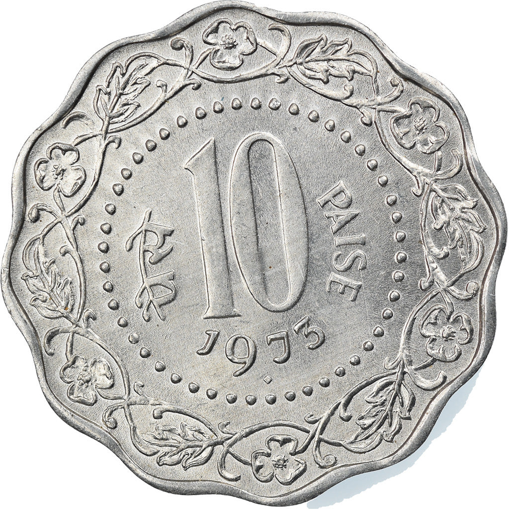 Coin, INDIA-REPUBLIC, 10 Paise, 1973, AU(55-58), Aluminum, KM:27.1