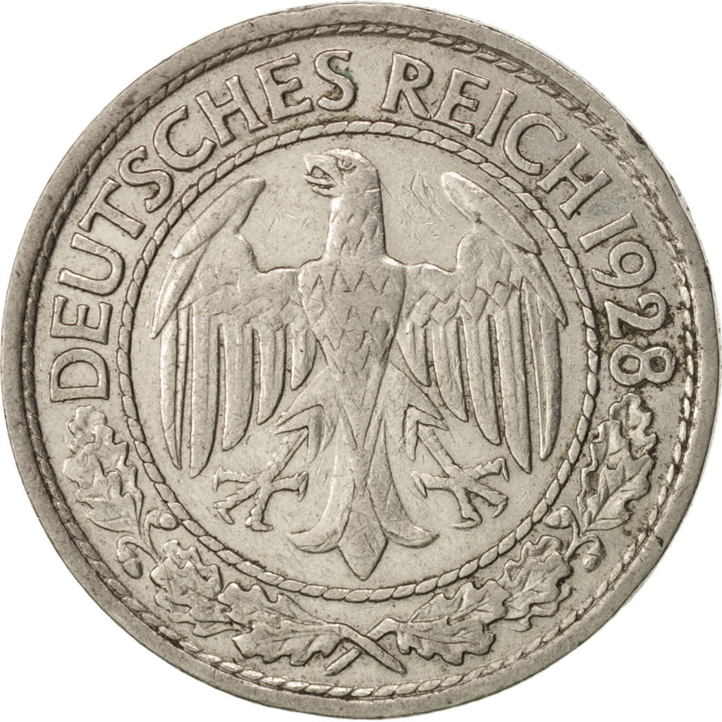 Coin, GERMANY, WEIMAR REPUBLIC, 50 Reichspfennig, 1929, Berlin, AU(50-53)