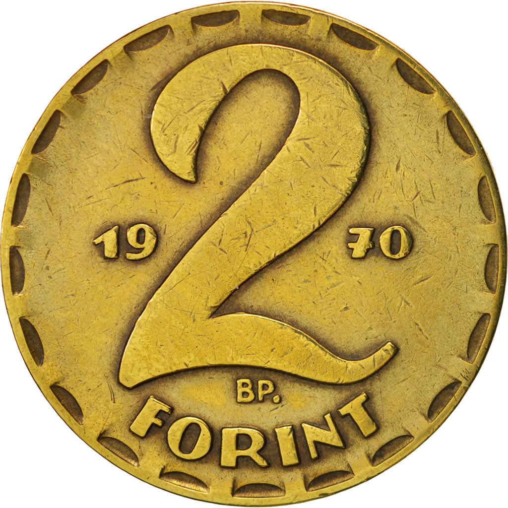 Hungary, 2 Forint, 1970, EF(40-45), Brass, KM:591
