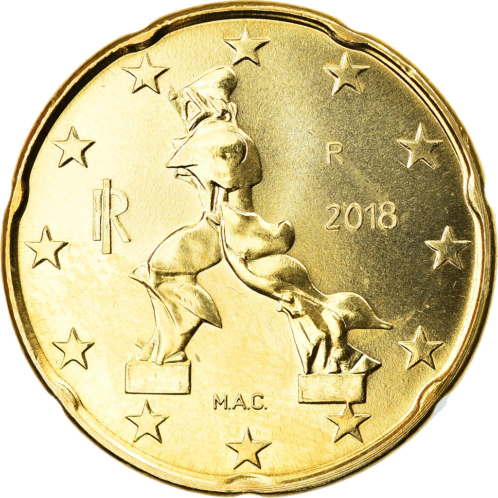 Italia, 20 Euro Cent, 2018, SC, Latón, KM:New