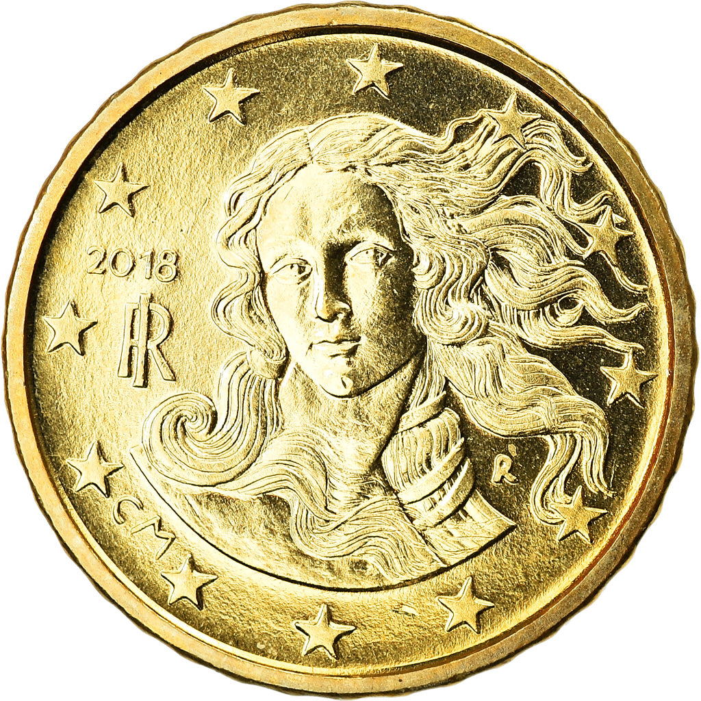 Italie, 10 Euro Cent, 2018, SPL, Laiton, KM:New