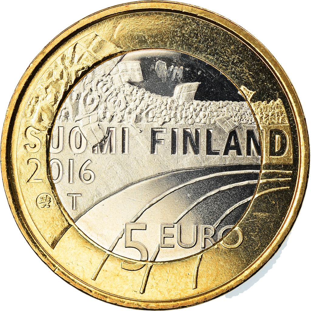 Finlande, 5 Euro, Le ski de fond, 2016, Vantaa, SPL, Bi-Metallic, KM:244