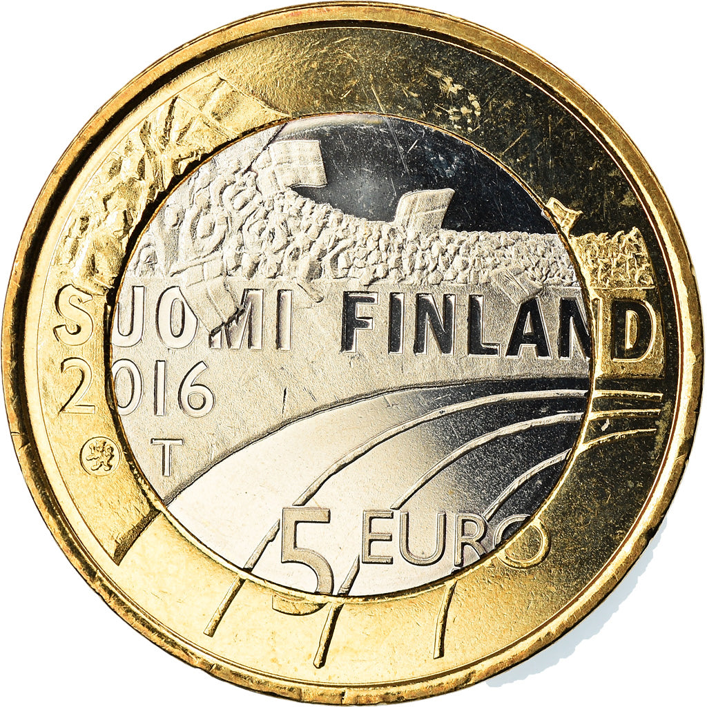 Finland, 5 Euro, Le hockey sur glace, 2016, Vantaa, MS(63), Bi-Metallic, KM:243
