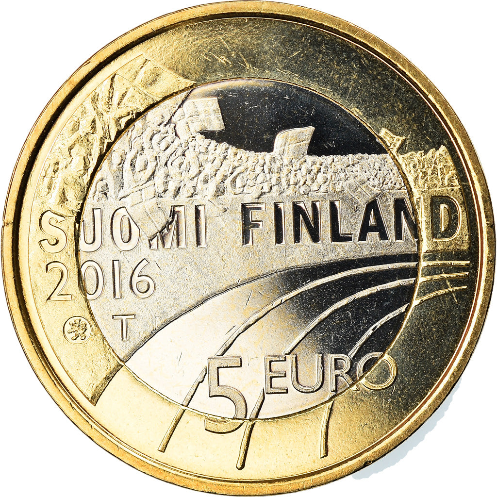 Finland, 5 Euro, Le Football, 2016, MS(63), Bi-Metallic, KM:New