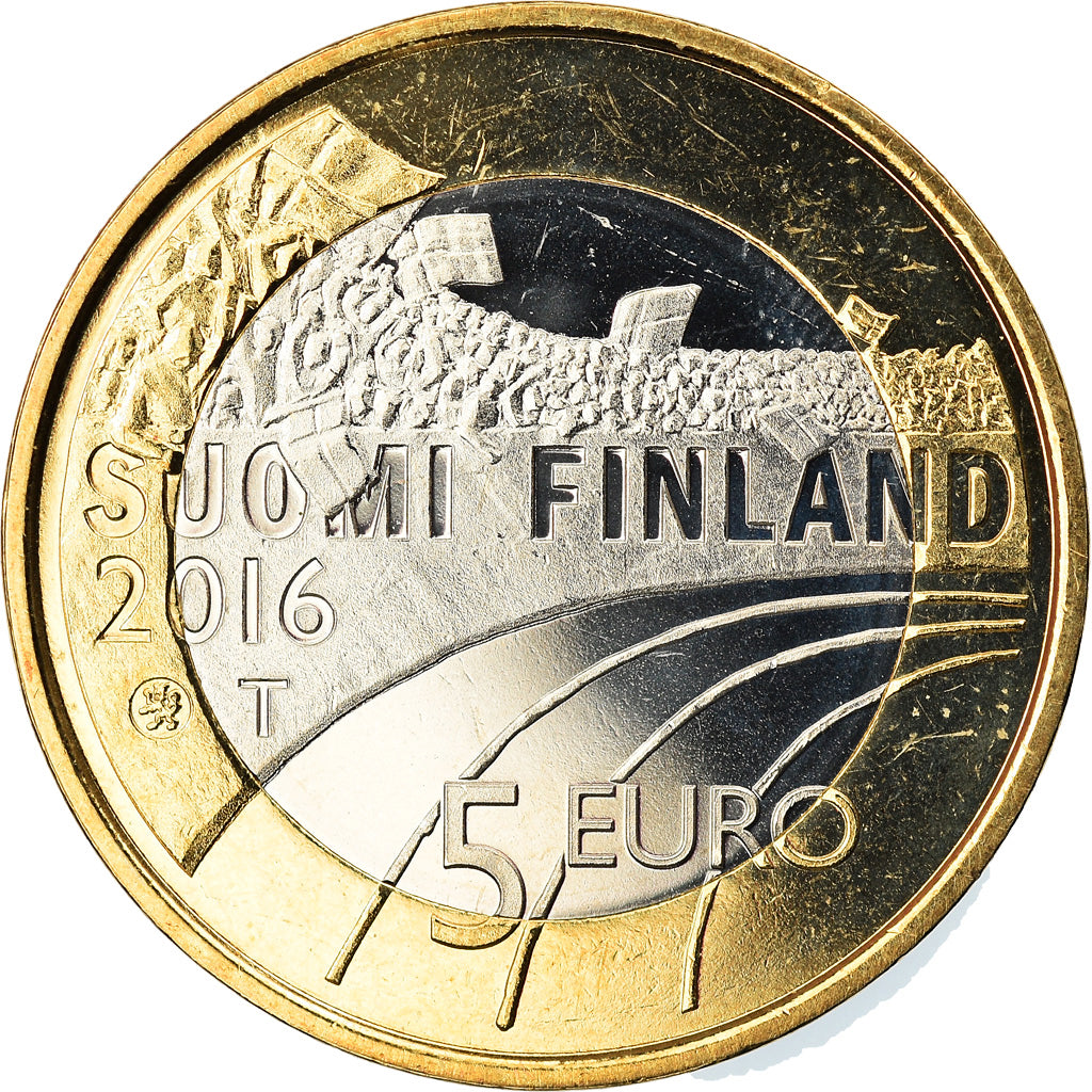 Finland, 5 Euro, Ski jumping, 2016, MS(63), Bi-Metallic, KM:New
