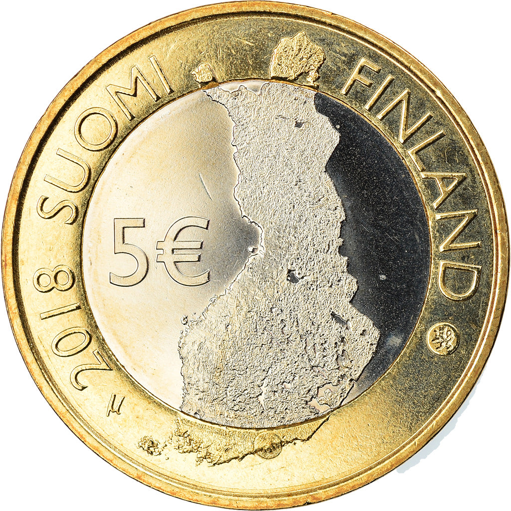 Finlandia, 5 Euro, Porvoonjoki River Valley and Old, 2018, SPL, Bi-metallico