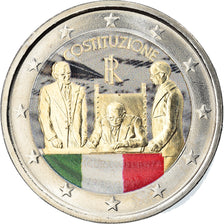 Italy, 2 Euro, Constitution italienne, 2018, Colourized, MS(63), Bi-Metallic