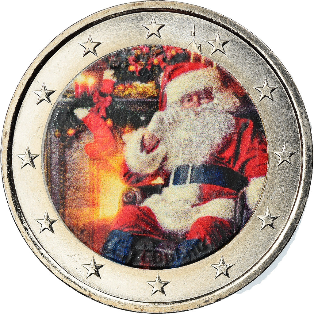 Luxembourg, 2 Euro, Père Noël, Colourized, MS(63), Bi-Metallic, KM:New