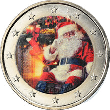 Luxembourg, 2 Euro, Père Noël, Colourized, MS(63), Bi-Metallic, KM:New