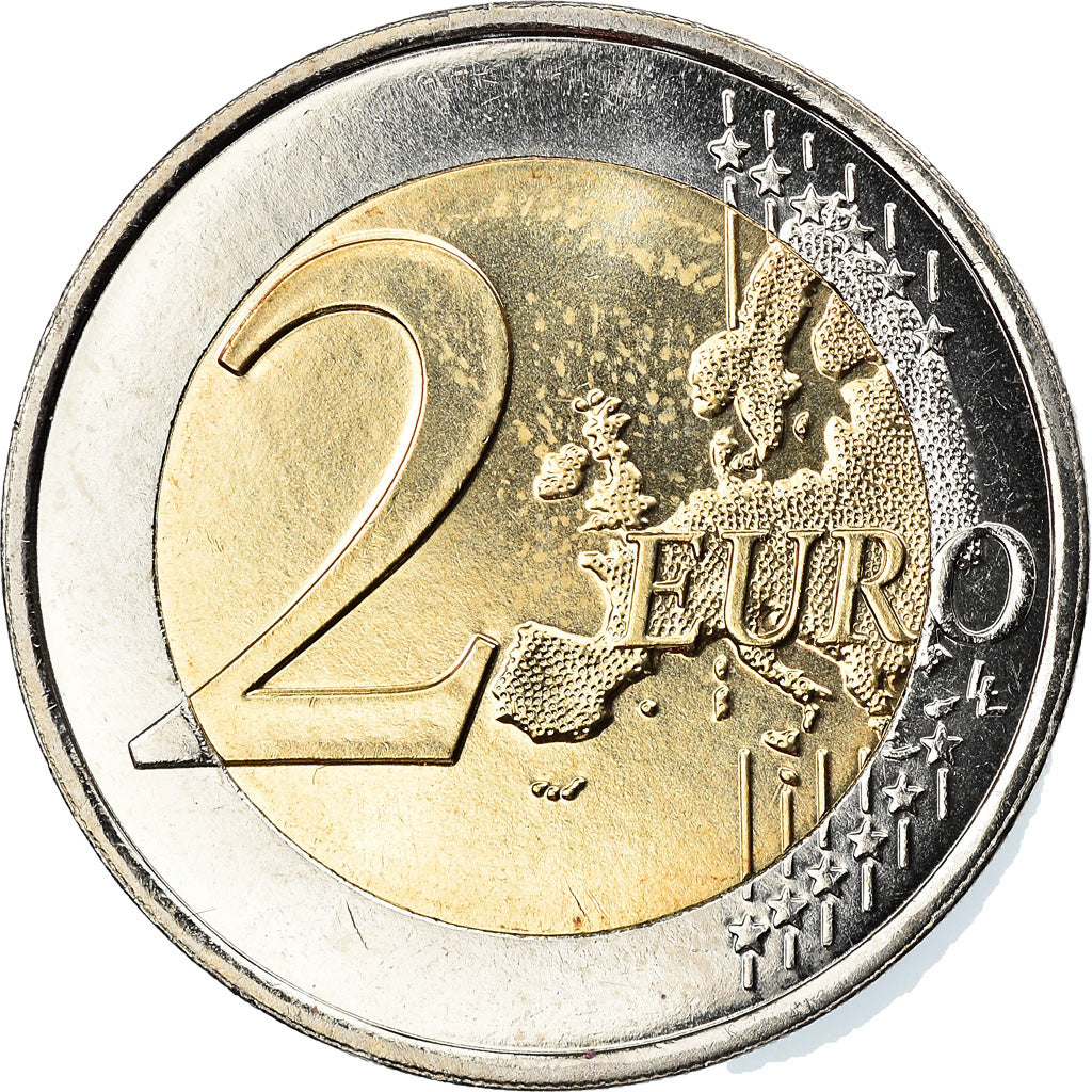 Luxembourg, 2 Euro, Père Noël, Colourized, MS(63), Bi-Metallic, KM:New