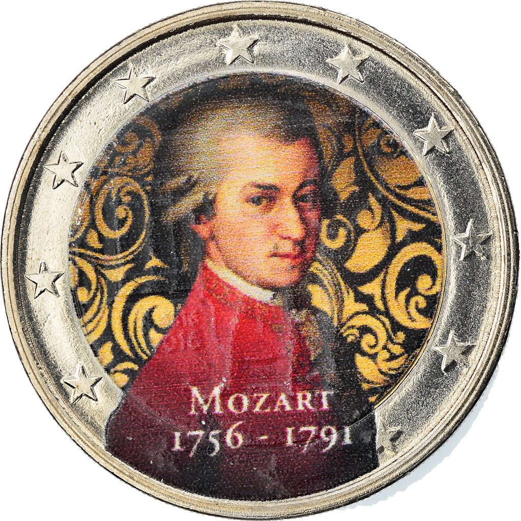 Austria, 2 Euro, Mozart, 2016, Colourized, MS(63), Bi-Metallic, KM:New