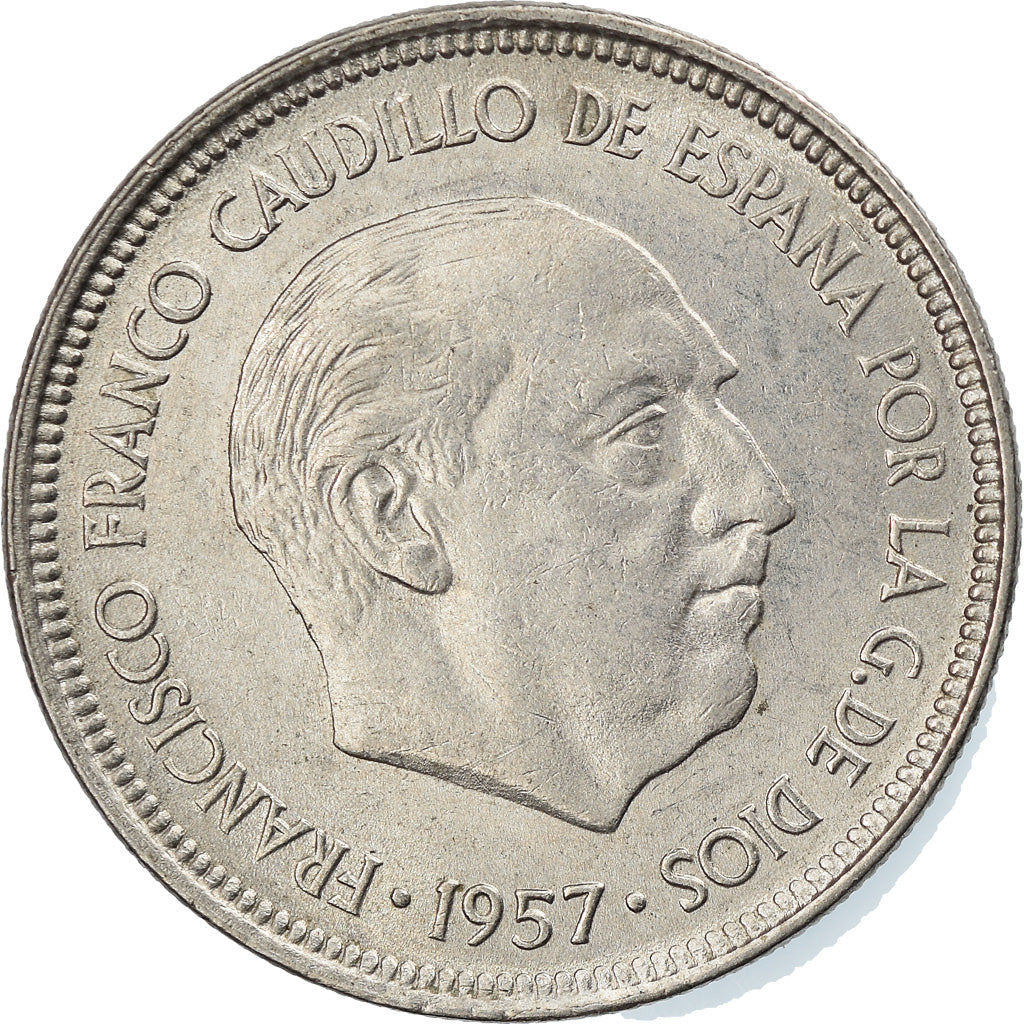 Moeda, Espanha, Caudillo and regent, 5 Pesetas, 1960, AU(50-53), Cobre-níquel