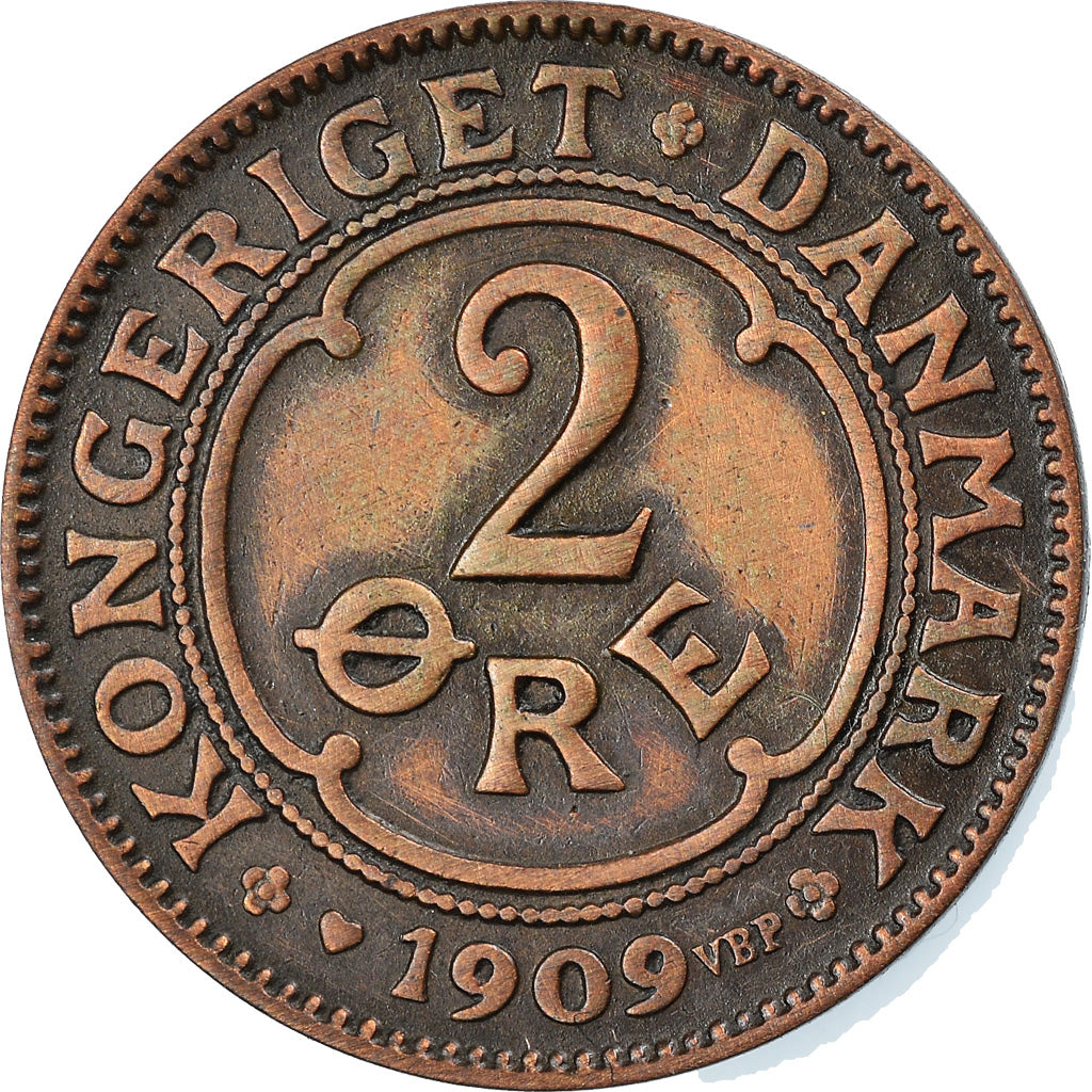 Coin, Denmark, Frederik VIII, 2 Öre, 1909, Copenhagen, AU(55-58), Bronze