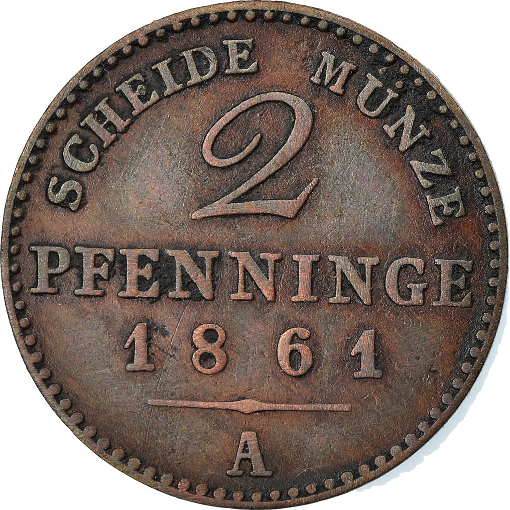 Moneda, Estados alemanes, PRUSSIA, Wilhelm I, 2 Pfennig, 1861, Berlin, MBC