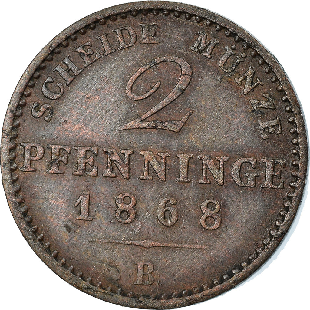 Coin, German States, PRUSSIA, Wilhelm I, 2 Pfennig, 1868, Brunswick, EF(40-45)