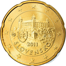 Slovakia, 20 Euro Cent, 2011, Kremnica, MS(63), Brass, KM:99