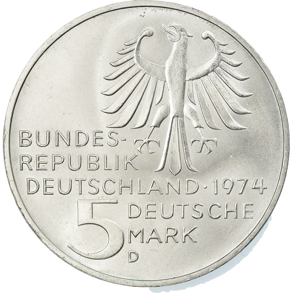 Coin, GERMANY - FEDERAL REPUBLIC, 5 Mark, 1974, Munich, Germany, BE, MS(63)
