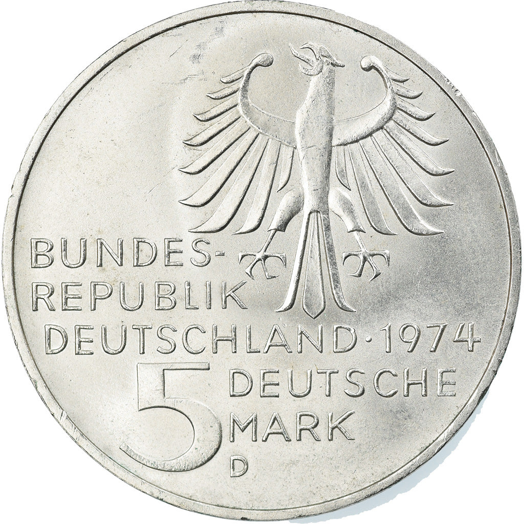 Coin, GERMANY - FEDERAL REPUBLIC, 5 Mark, 1974, Munich, Germany, BE, MS(60-62)