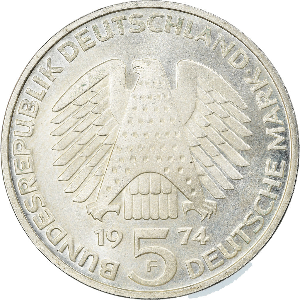 Münze, Bundesrepublik Deutschland, 5 Mark, 1974, Stuttgart, Germany, BE, UNZ