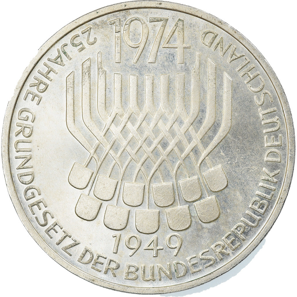Coin, GERMANY - FEDERAL REPUBLIC, 5 Mark, 1974, Stuttgart, Germany, BE