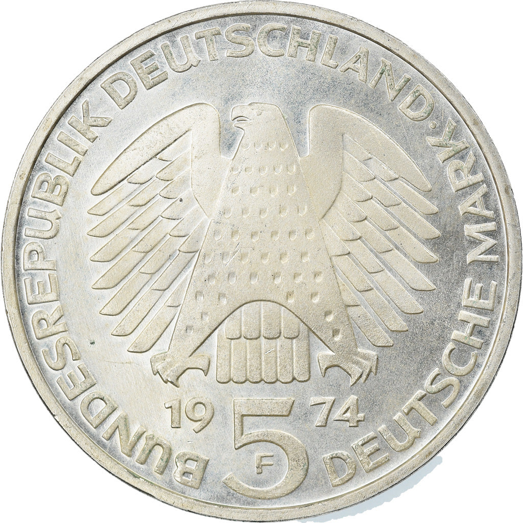 Coin, GERMANY - FEDERAL REPUBLIC, 5 Mark, 1974, Stuttgart, Germany, BE