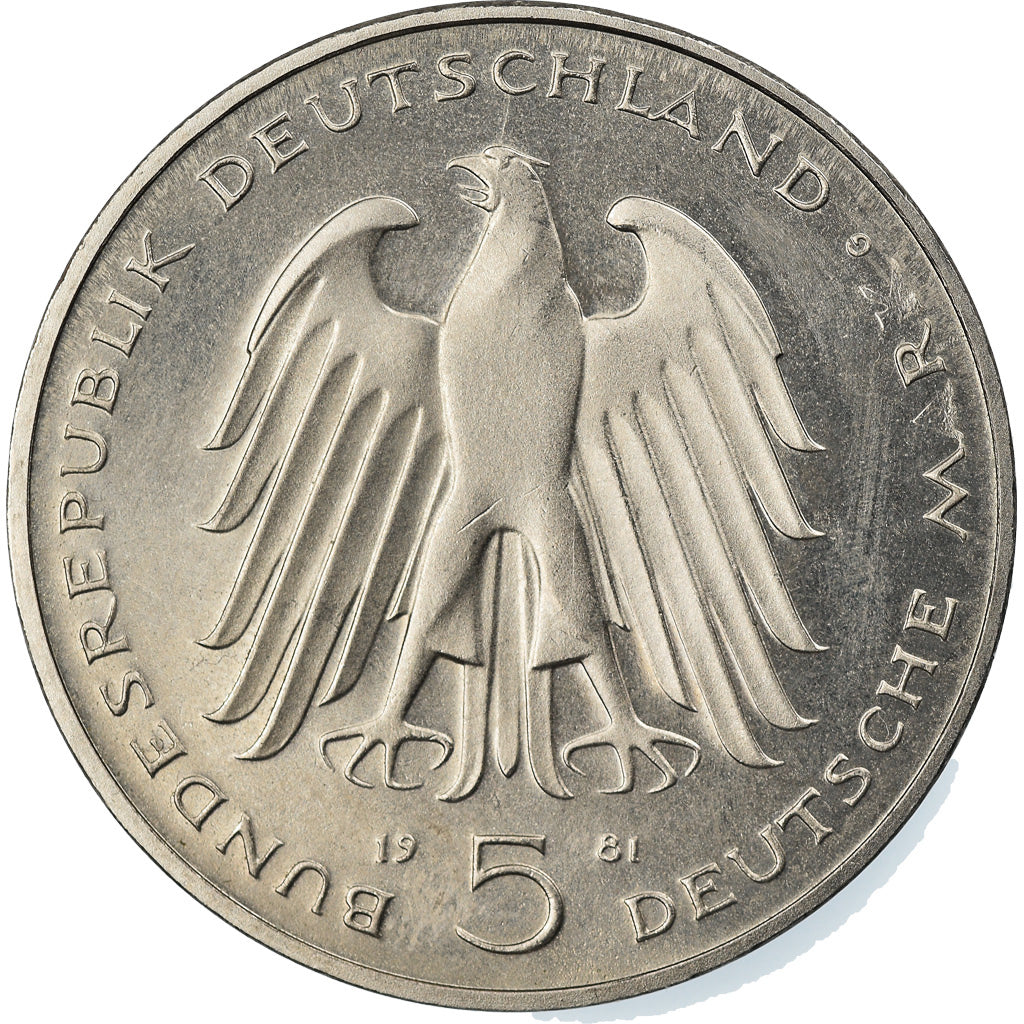 Coin, GERMANY - FEDERAL REPUBLIC, 5 Mark, 1981, Karlsruhe, Germany, BE