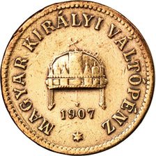 Moneta, Węgry, Franz Joseph I, 2 Filler, 1907, Kormoczbanya, VF(30-35), Bronze