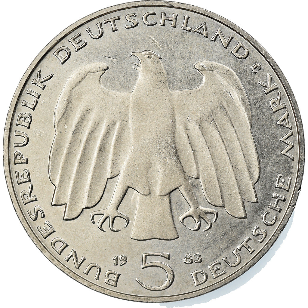 Coin, GERMANY - FEDERAL REPUBLIC, 5 Mark, 1983, Hamburg, Germany, AU(55-58)