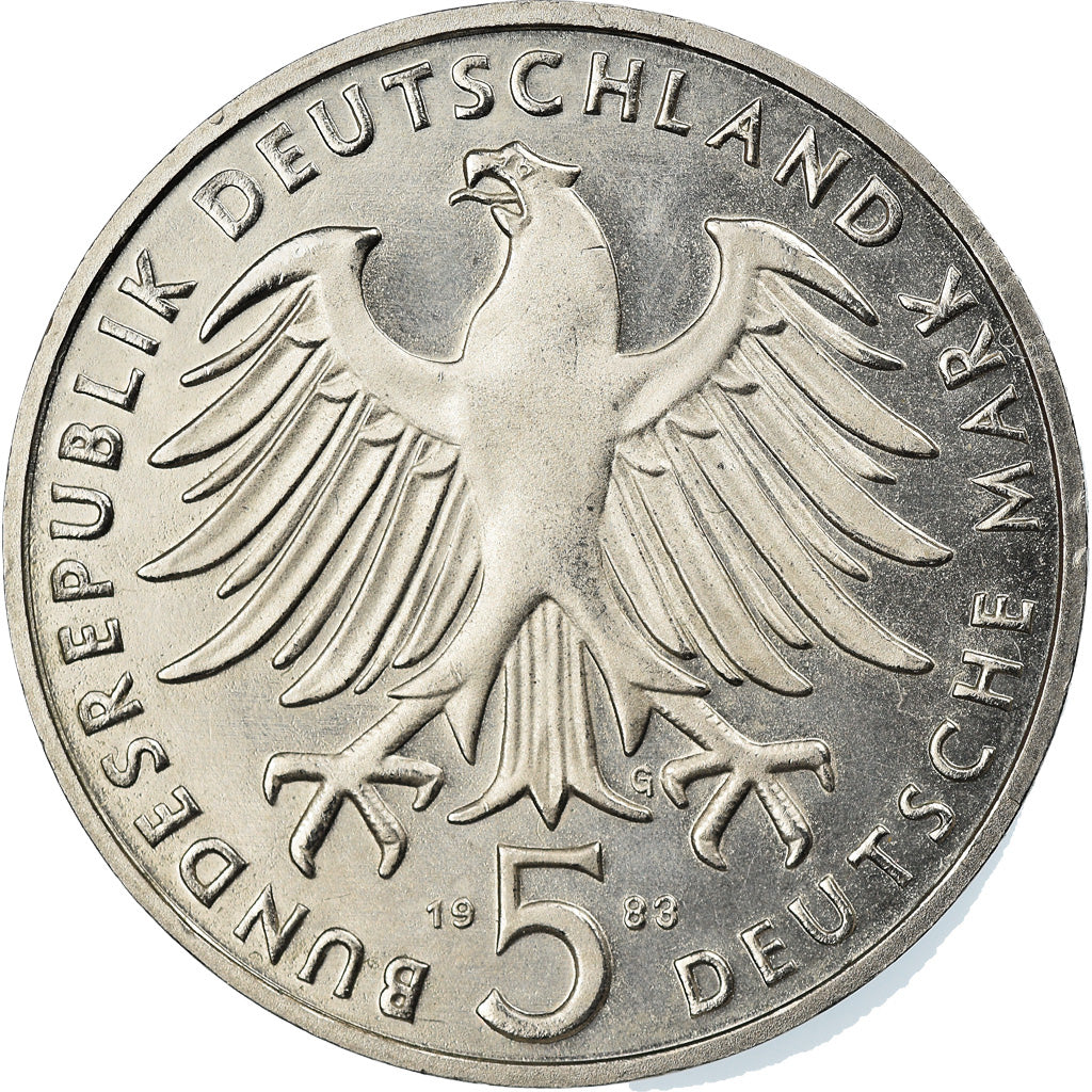 Coin, GERMANY - FEDERAL REPUBLIC, 5 Mark, 1983, Karlsruhe, Germany, AU(55-58)