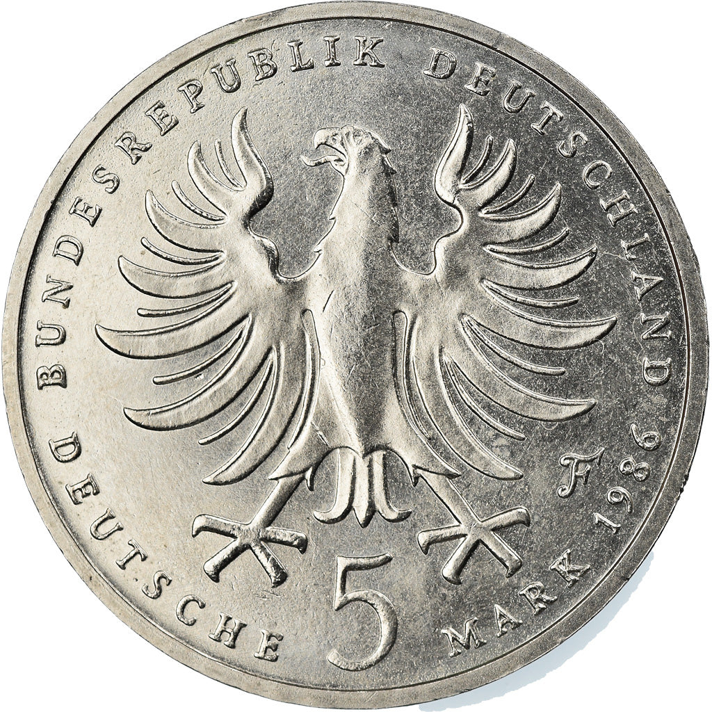 Moneta, GERMANIA - REPUBBLICA FEDERALE, 5 Mark, 1986, Stuttgart, Germany, BB+