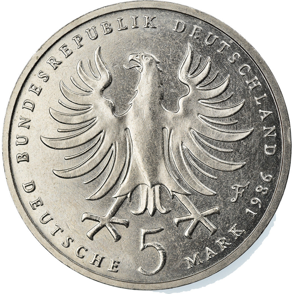 Coin, GERMANY - FEDERAL REPUBLIC, 5 Mark, 1986, Stuttgart, Germany, EF(40-45)