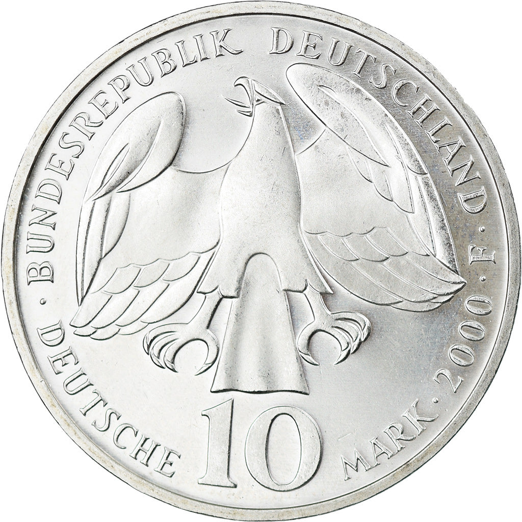 Moneda, ALEMANIA - REPÚBLICA FEDERAL, 10 Mark, 2000, Stuttgart, SC, Plata