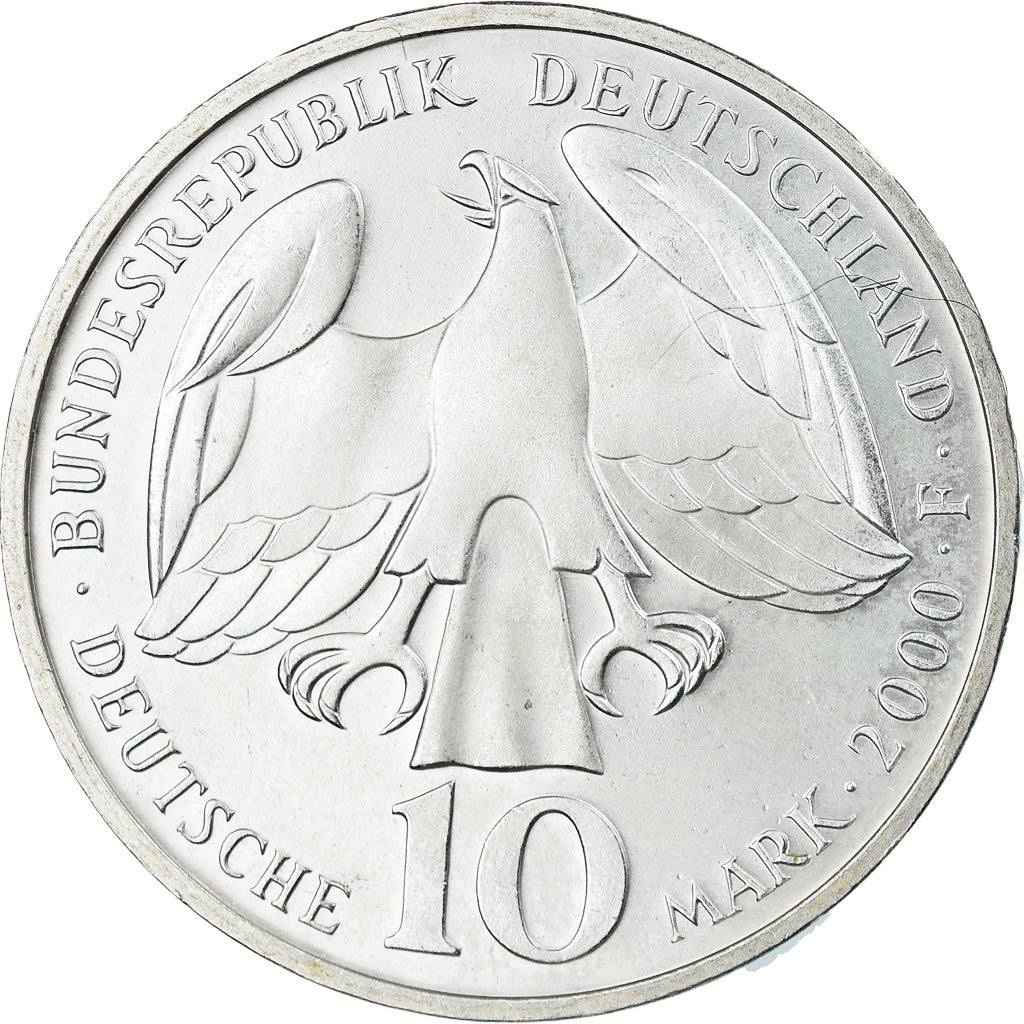Munten, Federale Duitse Republiek, 10 Mark, 2000, Stuttgart, UNC-, Zilver