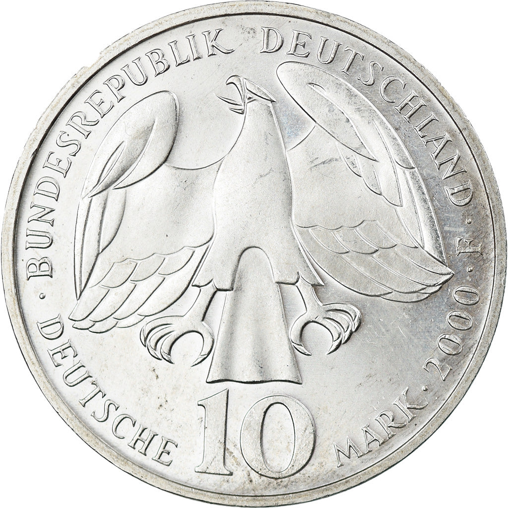Coin, GERMANY - FEDERAL REPUBLIC, 10 Mark, 2000, Hamburg, AU(50-53), Silver