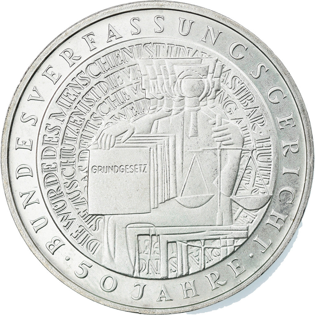 Coin, GERMANY - FEDERAL REPUBLIC, 10 Mark, 2001, Karlsruhe, MS(63), Silver