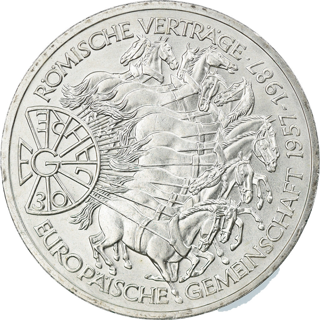 Coin, GERMANY - FEDERAL REPUBLIC, 10 Mark, 1987, Karlsruhe, Germany, AU(55-58)