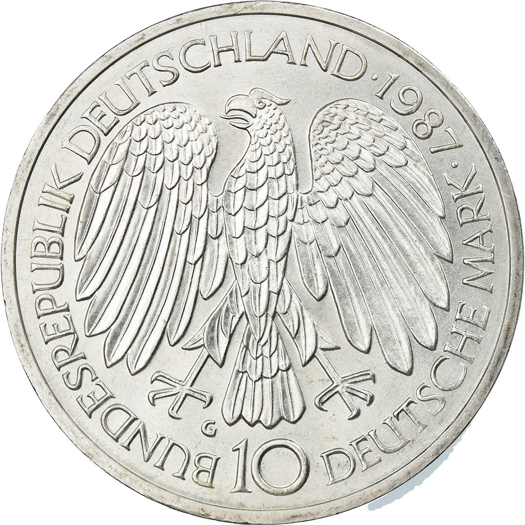 Coin, GERMANY - FEDERAL REPUBLIC, 10 Mark, 1987, Karlsruhe, Germany, AU(55-58)