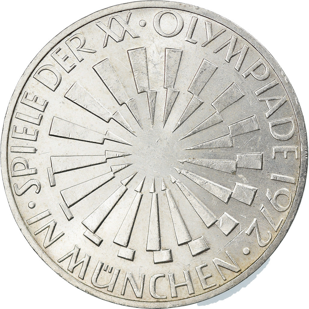 Moneta, Niemcy - RFN, 10 Mark, 1972, Karlsruhe, AU(55-58), Srebro, KM:130
